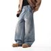 Hong Kong-style Retro Wide-leg Curved Knife Jeans For Men And Women, Spring/autumn New Casual Versatile Relaxed Banana Pants For Men_mkmklike.com