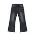 Men's Clothing Denim Vibe Lightning Cracked Black And Gray Jeans Cleanfit Flared Slim Pants_mkmklike.com