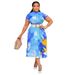 Women's Clothing round neck short sleeve printed pleated skirt suit_mkmklike.com