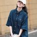 Chicco Chicco Spring New Vintage Blue Denim Women's Top Commuting Casual Shirt_mkmklike.com