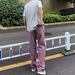 Vintage Washed Purple Denim Jeans For Men - Relaxed Fit Straight Leg Casual Work Pants With Retro Style_mkmklike.com