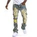 New Product 2025 European-Amecian Fashion Skinny Jeans Men's Cotton Mid Waist Splicing Trendy Tassel Elastic Micro Flared Stretch Denim Pants_mkmklike.com