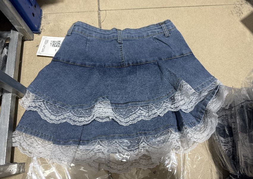 New Elastic Denim Splicing Multi Layer Lace Tutu Skirt Cake Skirt Versatile Miniskirt_mkmklike.com