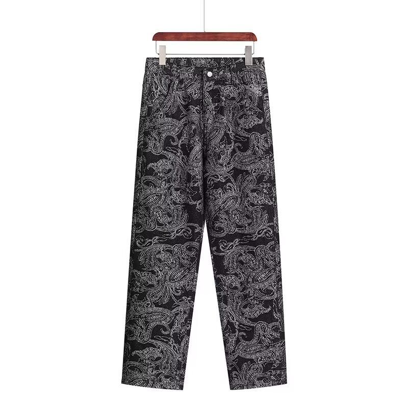 Men's Clothing Fashion Handsome Print Personality Casual Trousers Pattern Loose Wide Leg Pants Men's_mkmklike.com