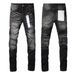 Men's Clothing Zipper Stitching Motorcycle Jeans Men's Slim Fitting Skinny Pants Nine Point Pants Washed Light Blue Retro Old Spring And Autumn Trend_mkmklike.com