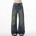 American High Street Tie-Dye Ink-Splattered Jeans For Men Women, Washed And Distressed, Loose Straight-Leg Casual_mkmklike.com
