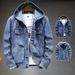 BOY Men's Denim Jacket Hooded Loose Slim Fit Korean Style Casual Large Pocket Outerwear Trendy Social Clothing Coat_mkmklike.com