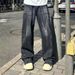 American Retro Washed Old Jeans Men's Trendy Brand Micro-pull Pants Korean Version Of Youth Casual Straight Trousers_mkmklike.com