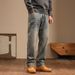 Factory Direct Sales New Retro American Jeans Men's Mud Yellow Elastic Waist Sports Jeans Large Size Straight Pants_mkmklike.com