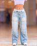 Women's Clothing Distressed Washed Relaxed Fit High Waist Straight Leg Jeans For Women - Vintage Denim With Raw Hem & Comfortable Stretch_mkmklike.com