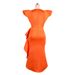 Women's V-neck ruffled high waist plus size slim fit irregular hem women's dress white dress_mkmklike.com