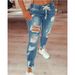 Slim-Fit Distressed Jeans For Women – Stretchy Skinny Denim Pants (S-2XL, Dark Blue/Light Blue)_mkmklike.com