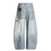 Unique Street Fashion 3D Digital Print Scarf Scimitar Jeans Men's Vintage Washed Oversized Design Wide-Leg Pants_mkmklike.com