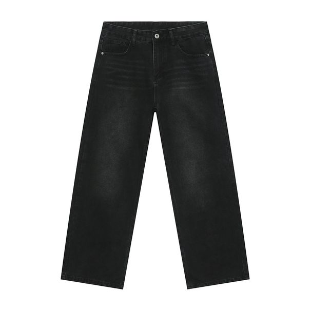 Men's Straight Loose Fit Washed Denim Jeans - Classic American Casual Style For Autumn_mkmklike.com