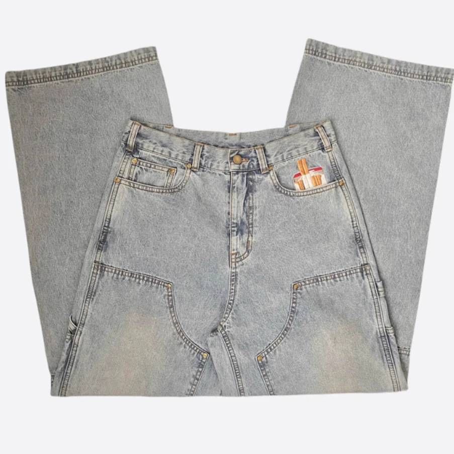 Men's Clothing Jeans High Waist Straight Loose Overalls Casual Trousers Personality Trendy Trousers_mkmklike.com