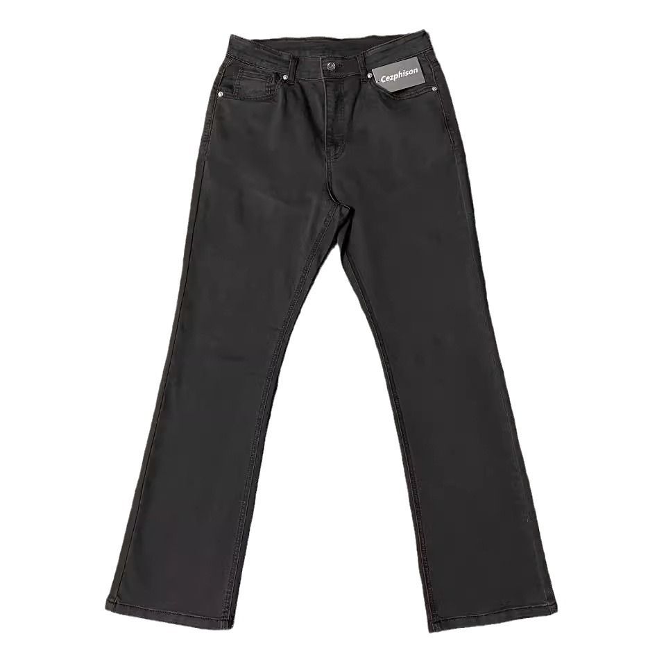 Men's Black Flared Jeans – High-Street Slim Fit Retro Bootcut Pants (S-3XL, Stretch Comfort, 90s Revival Style)_mkmklike.com