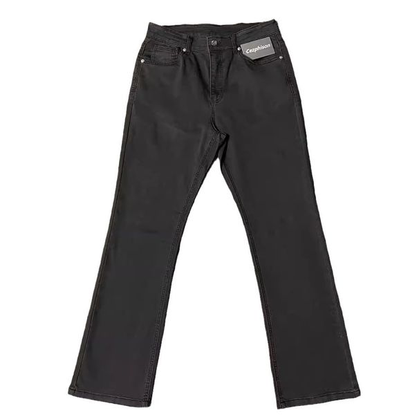 Men's Black Flared Jeans – High-Street Slim Fit Retro Bootcut Pants (S-3XL, Stretch Comfort, 90s Revival Style)_mkmklike.com