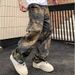 Urban Camo Cargo Jeans – Men’s Distressed Branch Print Streetwear Pants (S-3XL, Oversized Fit, Unisex High Fashion)_mkmklike.com