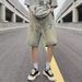 Men's Yellowish Brown Denim Shorts High Waist Straight Leg Casual Loose Five Point Summer Retro Trendy Brand_mkmklike.com
