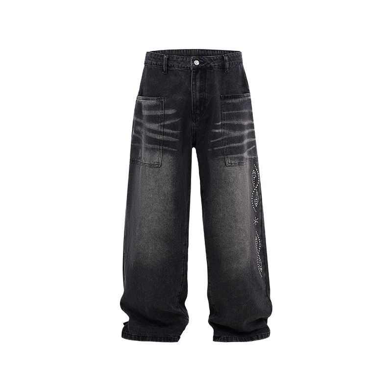Men's Distressed Cat Whisker Embroidered Wide Leg Jeans Vintage Washed Cotton Blend Relaxed Fit Casual Streetwear Fashion Pants_mkmklike.com