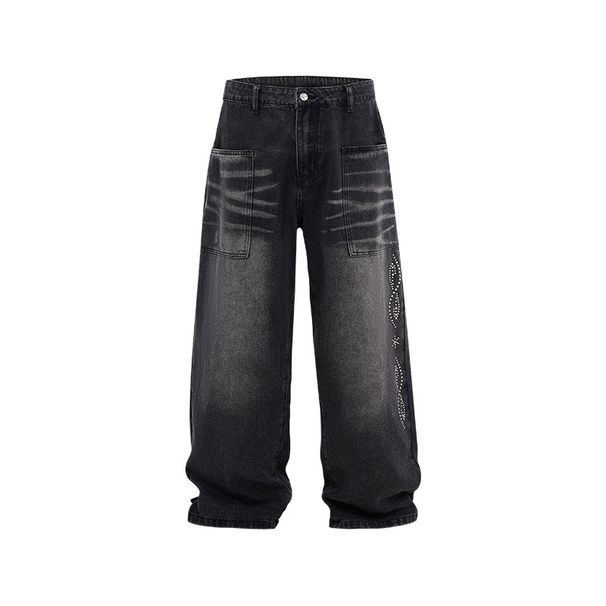 Men's Distressed Cat Whisker Embroidered Wide Leg Jeans Vintage Washed Cotton Blend Relaxed Fit Casual Streetwear Fashion Pants_mkmklike.com