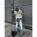 Men's Vintage Light Blue Washed Straight Leg Jeans With Snowflake Print – Comfortable & Stylish For Casual Wear_mkmklike.com