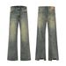 11Kn American Style Micro Flared Jeans For Men, Washed Worn Out, Loose And Wide Leg Pants, Trendy Streetwear Pants_mkmklike.com