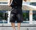 2026 Men's Denim Shorts Style Exclusive Hot Fix Rhinestone Frayed Hem Five Point Mid Length Trousers Riding Breeches Summer_mkmklike.com