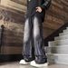 Men's Retro Tie Dye Jeans Washed Gradient High Street Vibe Slightly Flared Wide Leg Casual Trousers Spring Style_mkmklike.com