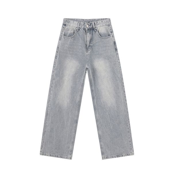 Men's Clothing 2025 Summer New Products American Trendy Drape Washed Light Blue Straight Loose Jeans_mkmklike.com