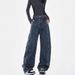 American High Street Design Curved Knife Jeans Women 2025 Spring And Autumn Loose Wide Leg Banana Sickle Pants For Men_mkmklike.com