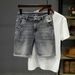 Denim Shorts Men's Summer Thin Five-point Pants Men's Ripped Eagle Letter Embroidered Prancing Horse Seal Casual Breeches_mkmklike.com