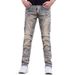 Men's Fashion Jeans Blue Distressed Denim Pants With Patchwork Details Advanced Gray Wash Casual Trousers_mkmklike.com