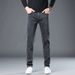 ApexMan Summer New Jeans Korean Style Slim Straight Mid-Waist Stretch Black Comfortable Soft Fit Men's Pants_mkmklike.com