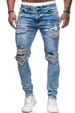 Men's Clothing Ripped Skinny Jeans Fried Bleached Stretch Denim Pants_mkmklike.com