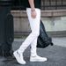 Men's White Skinny Jeans Ripped Stretchy Slim Fit Casual Long Pants Style Summer Trendy Denim_mkmklike.com