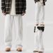 Shanggu Autumn White Jeans American Trendy Brand Hip Hop Wide Leg Loose Extended Men's Pants_mkmklike.com