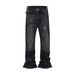 JDKZ Men's Retro Paris Style Ink Splashed Jeans High Street Trendy Brand Straight Leg Slightly Flared Raw Edge Trousers_mkmklike.com