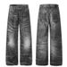 Retro Distressed 3D Printed Jeans Men's Loose Straight Leg Wide Leg Pants Trendy Cool Washed Coated Denim For Women_mkmklike.com