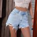 Trendy Girl Closet Trendy Girl Closet 47#In Stock - 35865# Cross-Border Women's Fashion INS New Casual High-Waisted Frayed Ripped Denim Shorts_mkmklike.com