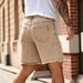 Men's Wide Leg Denim Shorts Khaki Coffee Colored Loose Fitting Ripped Bleached Trendy European American Style Five Point Pants_mkmklike.com