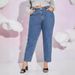Women's Clothing High-Waisted Wide-Leg Jeans Extra Long Style For Spring/Autumn Regular Fit Solid Polyester_mkmklike.com