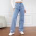 High Waist Women's Light Blue Jeans Loose Wide Leg Straight Pants Large Size Casual Cotton Denim For Girls_mkmklike.com