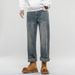 New Spring Jeans Men's Harlan Fit Loose Double Craft Retro Washed Tide Brand Youth Middle Waist Large Size_mkmklike.com