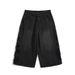 Heavy Damage Washed Vintage Denim Shorts – Unisex Loose Fit Wide Leg Cropped Pants, American Retro Streetwear Style_mkmklike.com