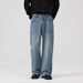 "Men's Vintage Washed Straight-Leg Jeans – Korean Streetwear Loose Fit Denim Pants (S-XXXL, Light Blue/Black/Vintage Wash)"_mkmklike.com