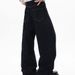 Unisex Oversized Wide-Leg Distressed Denim Jeans Asymmetrical Hem Detachable Waist Scarf S-3XL Men's Clothing_mkmklike.com