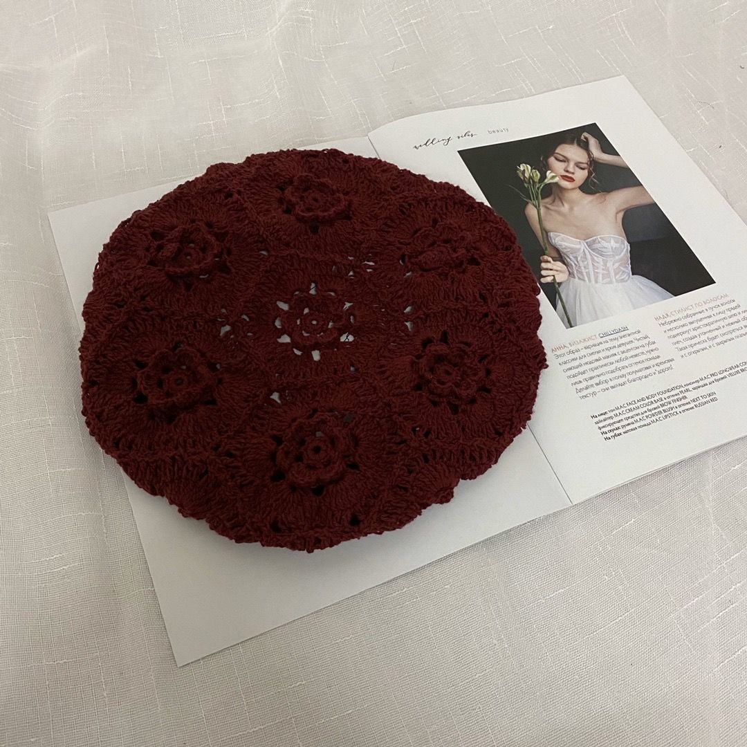 Hot Sale 2024 Women's Plain Color Knit Hat Ladies French Artist Beanie Beret Hats Spring Casual Thin Acrylic Berets for Women_mkmklike.com