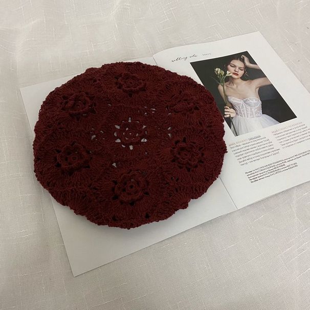 Hot Sale 2024 Women's Plain Color Knit Hat Ladies French Artist Beanie Beret Hats Spring Casual Thin Acrylic Berets for Women_mkmklike.com