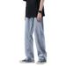 Men's Clothing Light Colored Jeans For Men, Loose And Fashionable, All Match Straight Leg Pants, Trendy Retro Wide Leg Floor Length Daddy Pants_mkmklike.com
